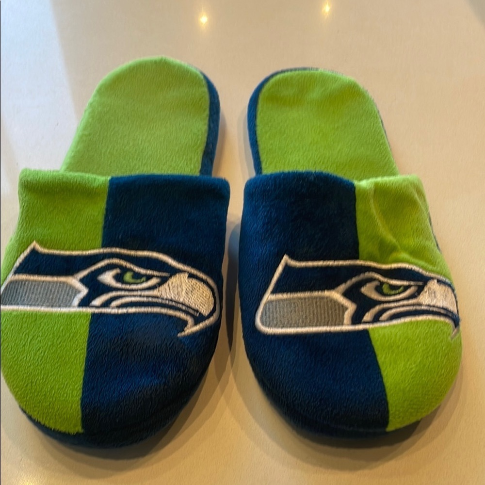 Forever Collectibles NFL Seattle Seahawks Rush Green Slippers, Size L (11-12)